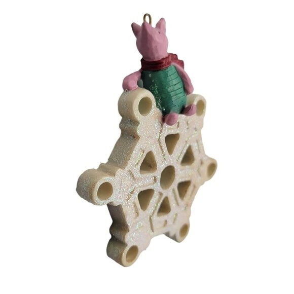 Piglet  Sitting on Snow Flake Christmas Ornament - Picture 1 of 6